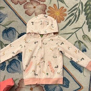 John Deere Pink Kids' Hoodie with Horse Print - 3T